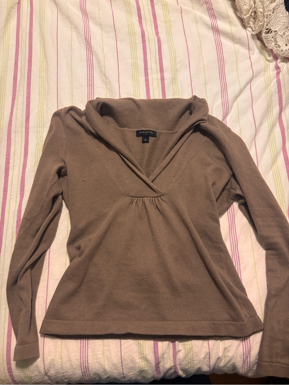 Banana Republic Taupe Cowl-Neck Sweater
